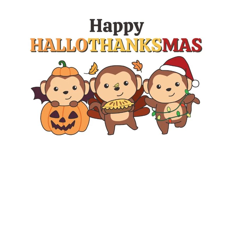 Joyeux Hallothanksmas Singe de Noël Singe