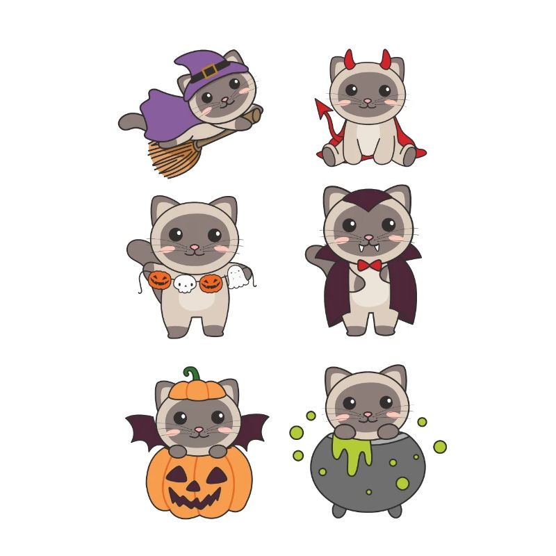 Siamese Cat Halloween Devil Pumpkin Vampire Costume
