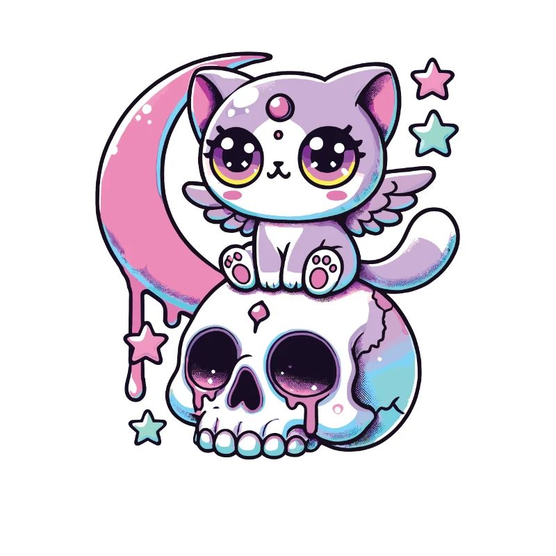 Kawaii Gothic Katze Pastellfarben Gothic Goth