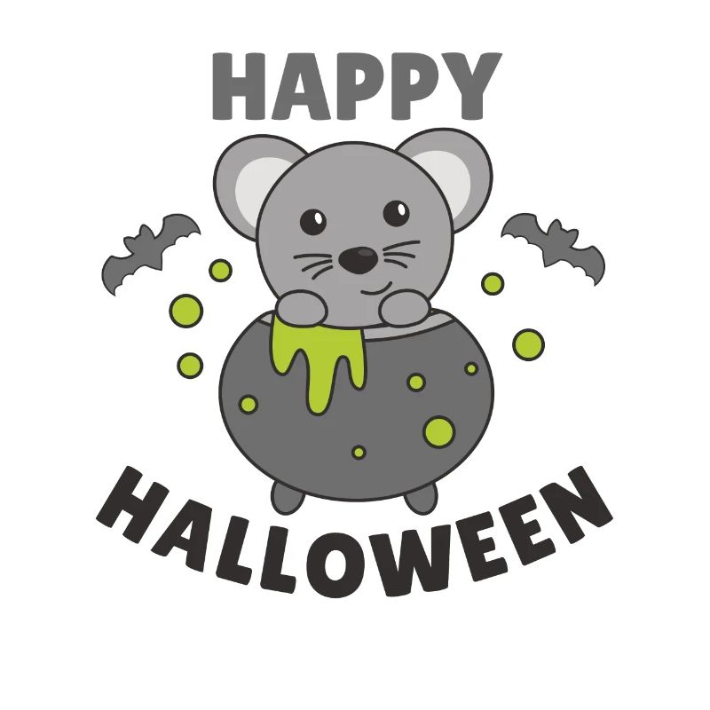Mouse Happy Halloween Witch's Cauldron Bat
