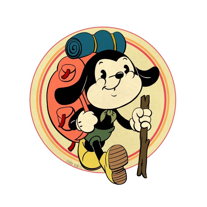 dessin animé vintage backpacker