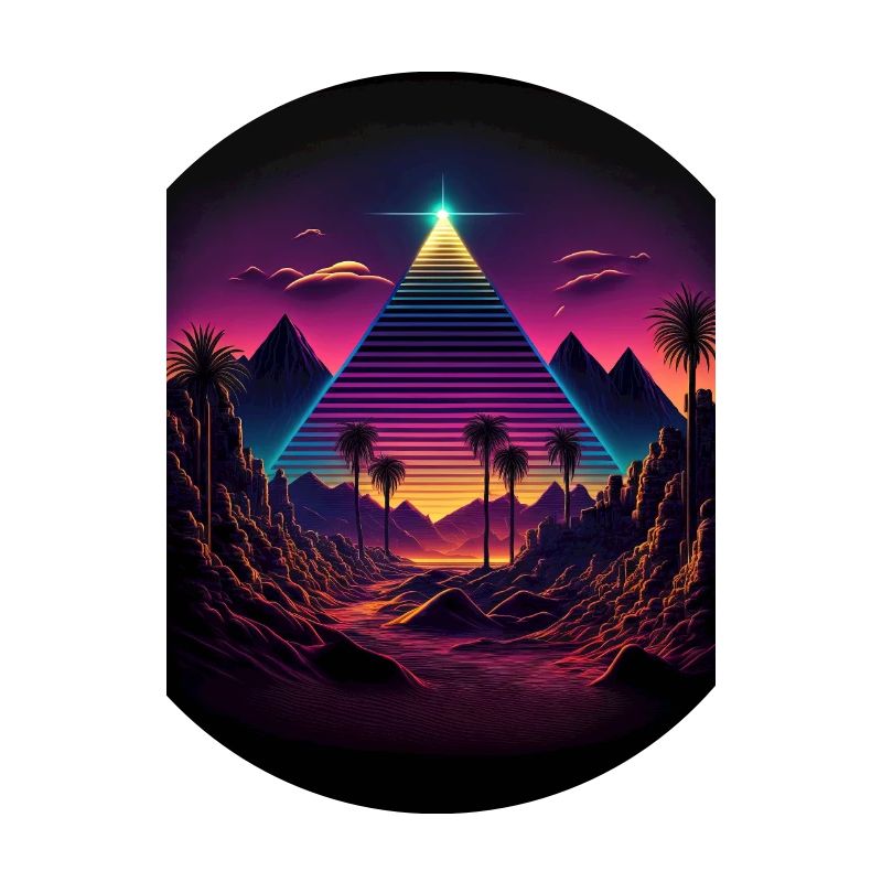 Luminous Monolith: A Retrowave Synthwave Pyramid