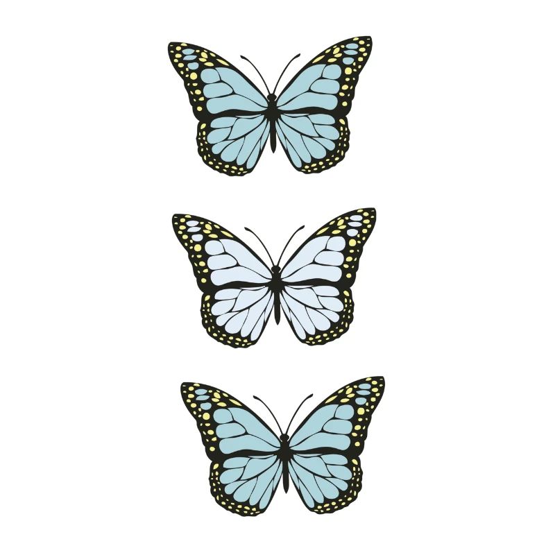 Trois Papillons Monarques Bleus