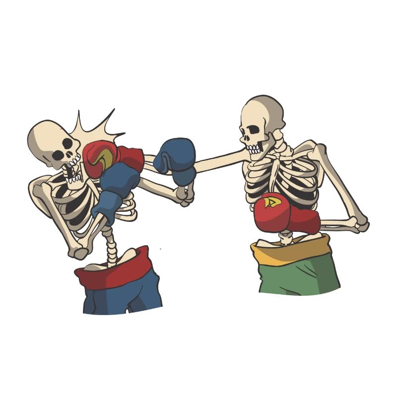 Skeleton while boxing