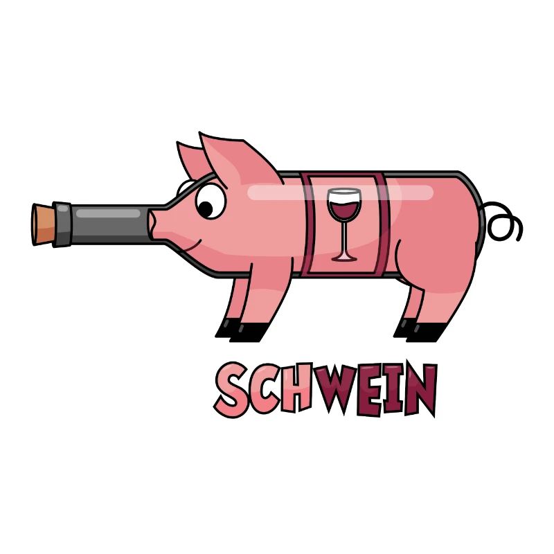 Wein Schwein Weinflasche