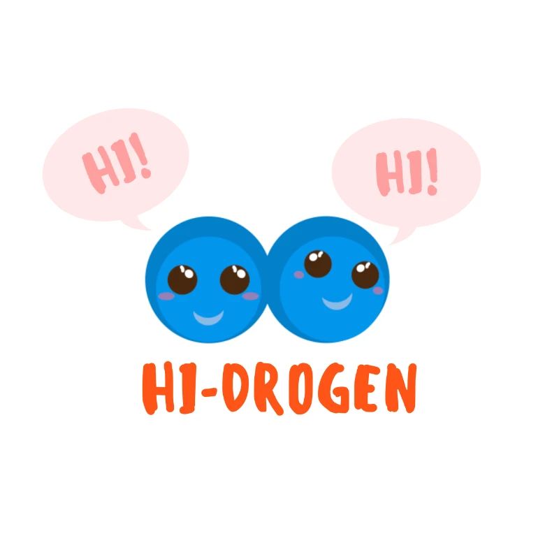Dessin animé mignon de molécule d'hydrogène H2 dit bonjour