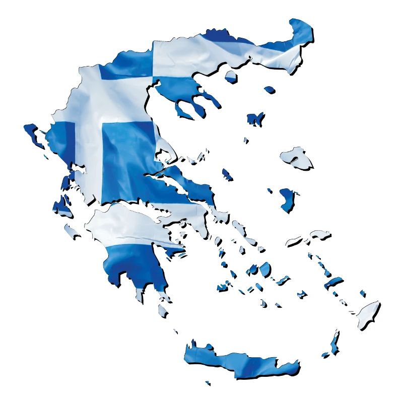 Drapeau de la Grèce sur la carte de la Grèce