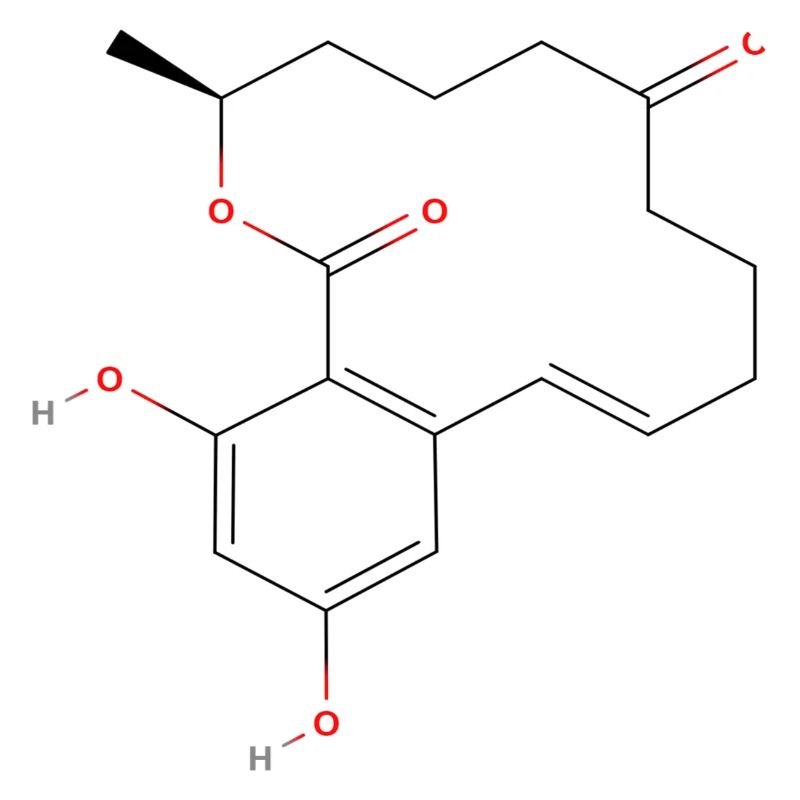 Zearalenone Molecule - Colored Structural Formula