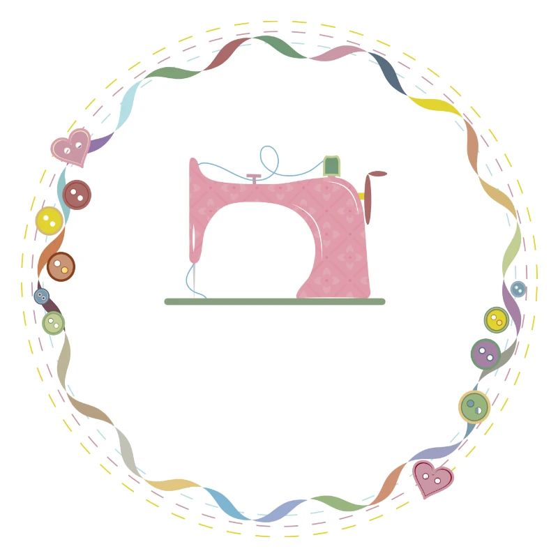 nostalgic colorful sewing machine with buttons