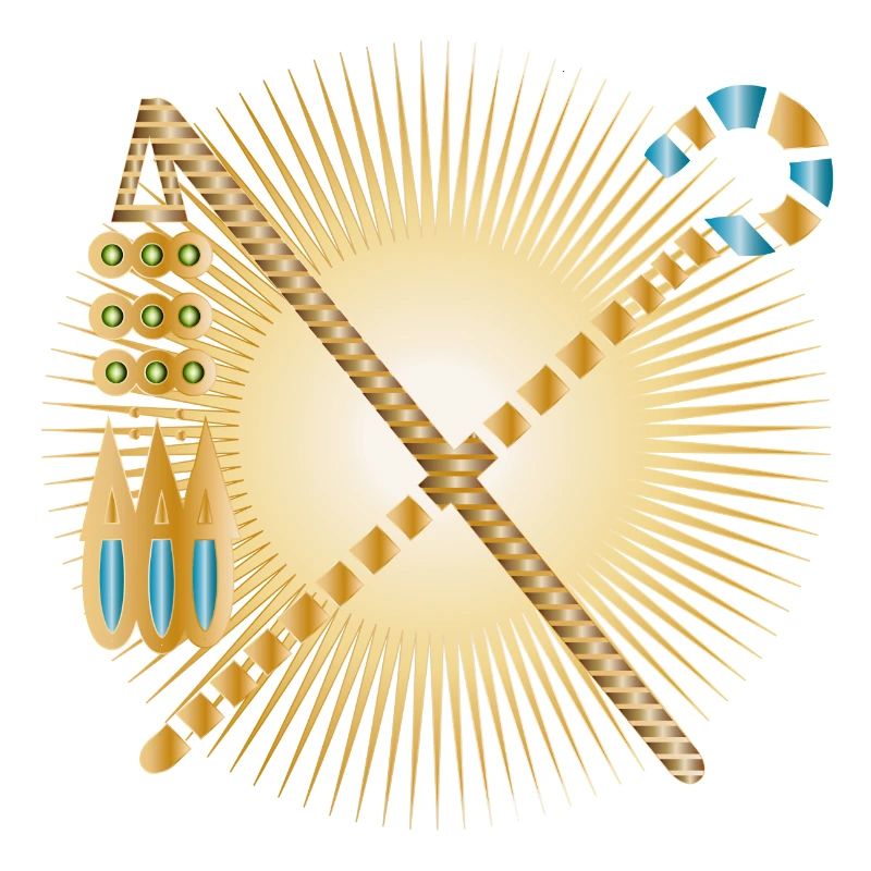 radiant hook & threshing flail pharaohs sceptre