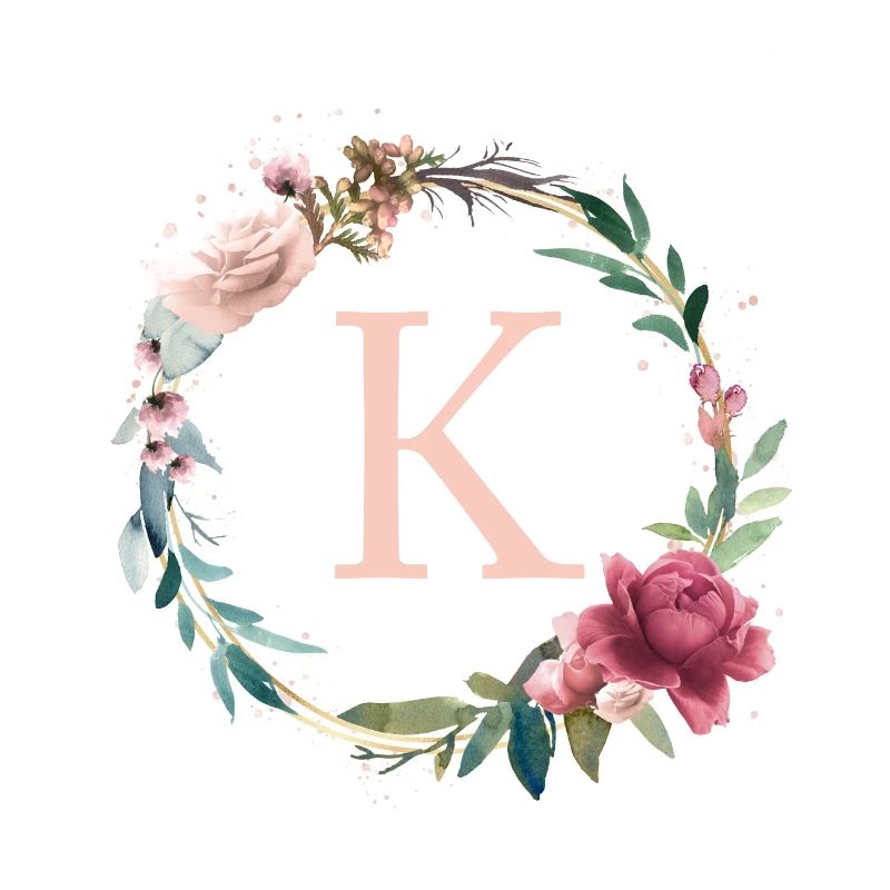 Personalisierbar Monogramm K Blumen Kreis Boho
