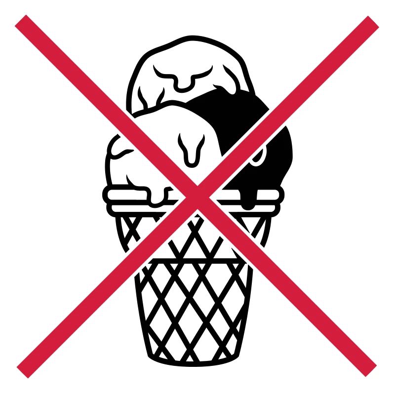 Schild keine Eiskugeln Waffel