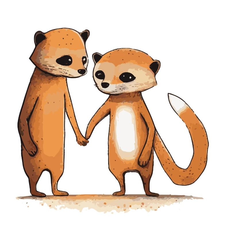 Comic Cute Kawaii Sticker Erdmännchen Fuchs