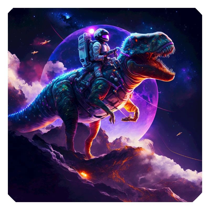 Celestial astronaut riding t rex
