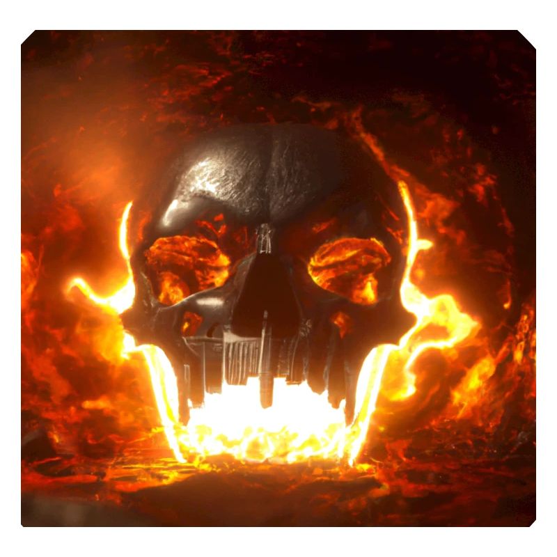 skull in hell in 3d render