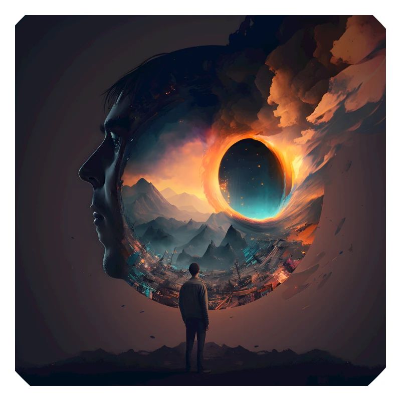 Boy Looking Through a Head