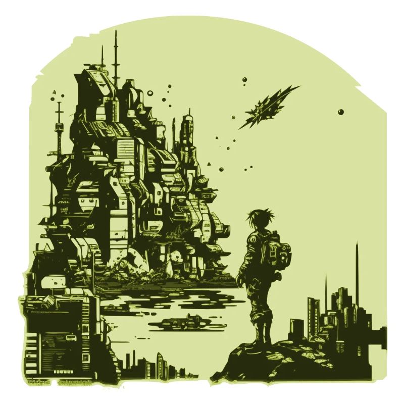 Bande dessinée de science-fiction dans un style rétro 8 bits