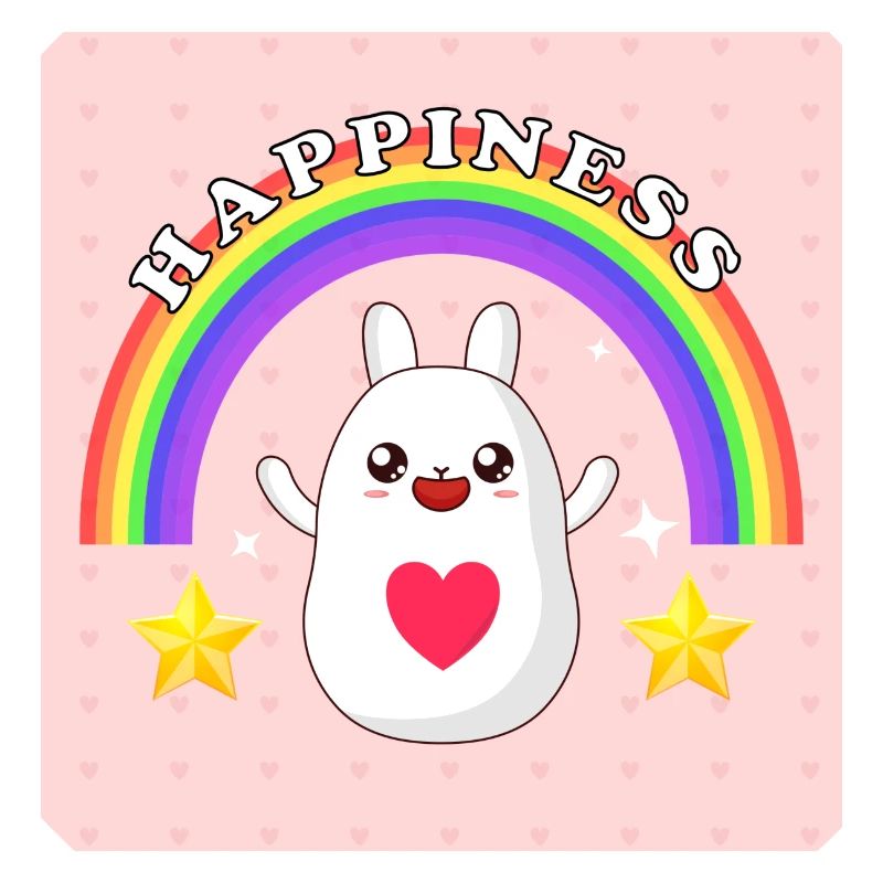 Happiness Hase mit Regenbogen