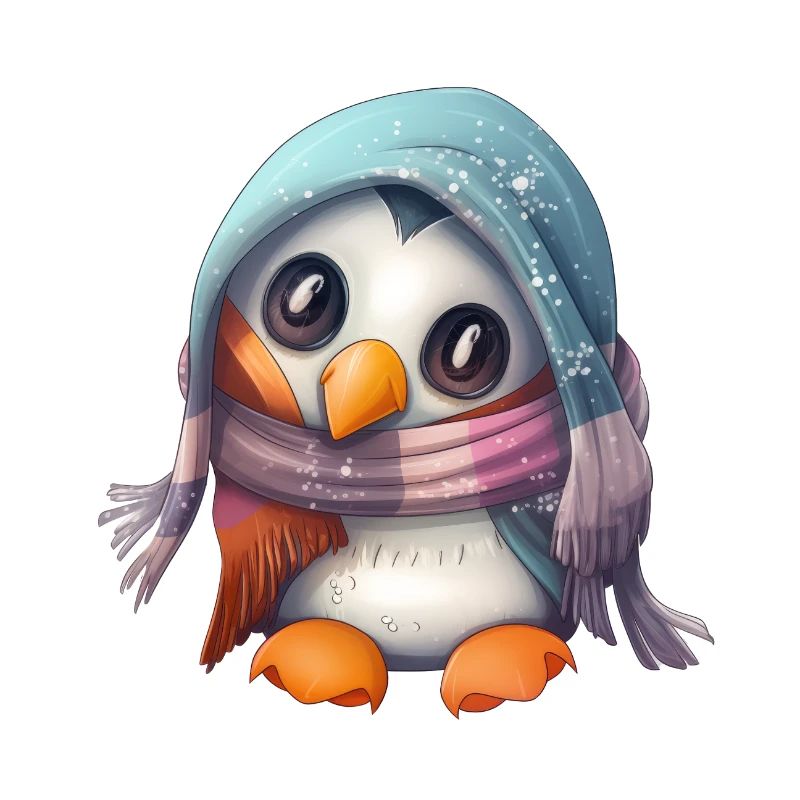 Frierender Pinguin mit Schal