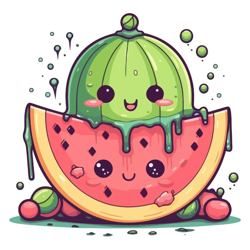 Pastèque et melon kawaii