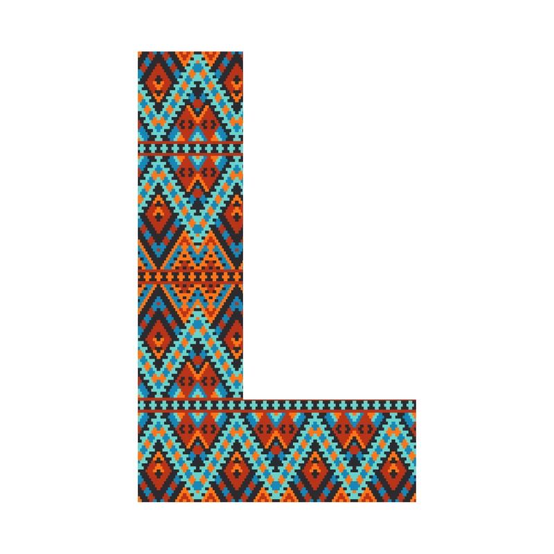 Buchstabe L - Boho-Design, buntes Monogramm