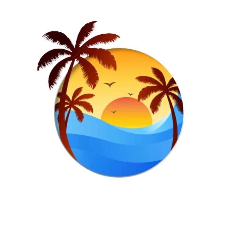Flat sunset background with palm trees