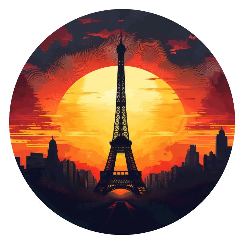 Paris Eiffel Tower at sunset, Romantic