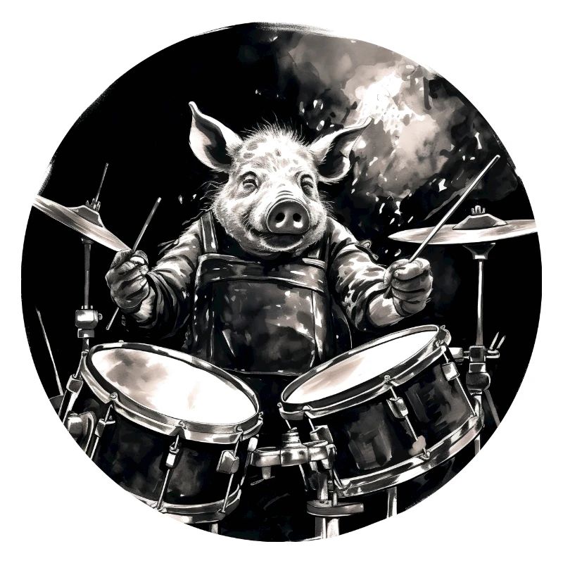 A Pig playing drums