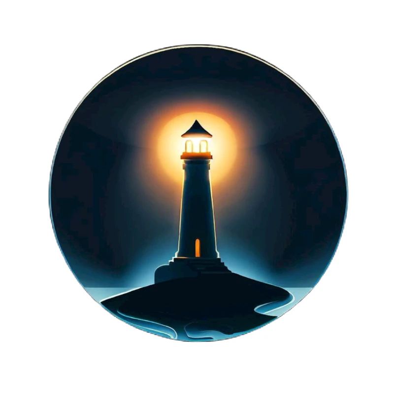Lighthouse shining at night
