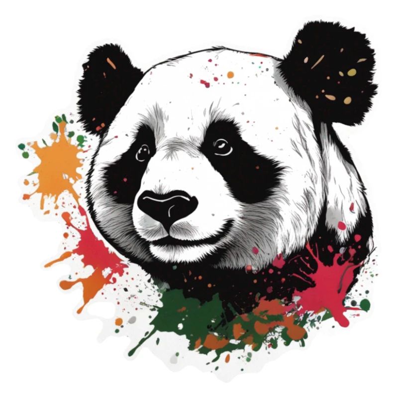 Panda géant avec éclaboussures de peinture