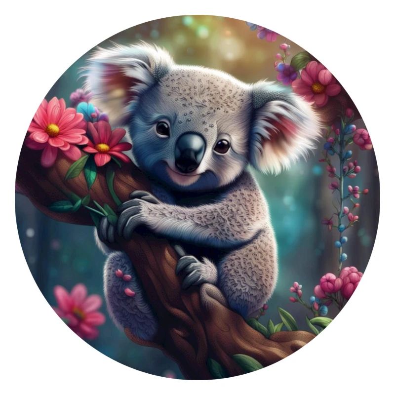 Koala ours mignon dans un arbre avec des fleurs