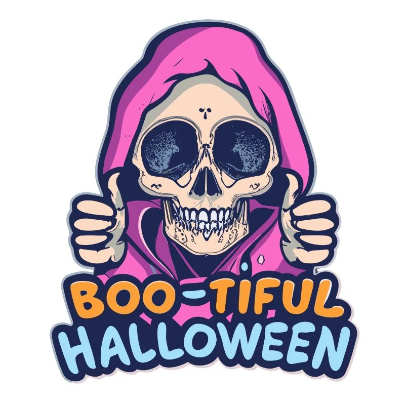 Glücklicher Totenkopf mit pinkem Kapuzenpullover