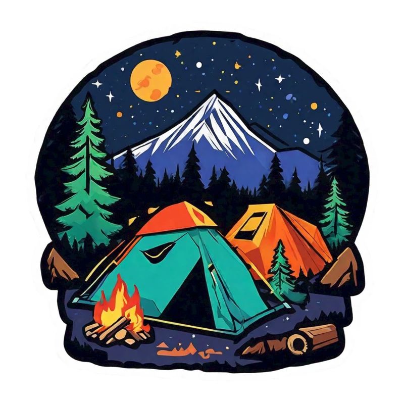 Camping, tent and campfire