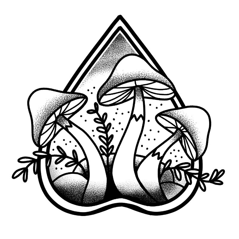Witchcore Ouija pointer With Three Mushrooms