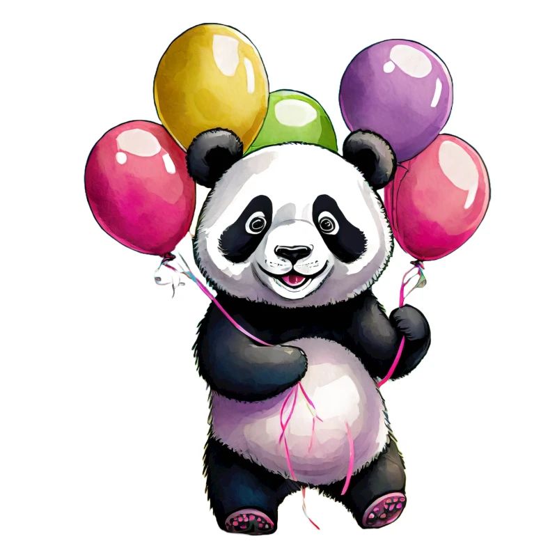 Panda mit Luftballons