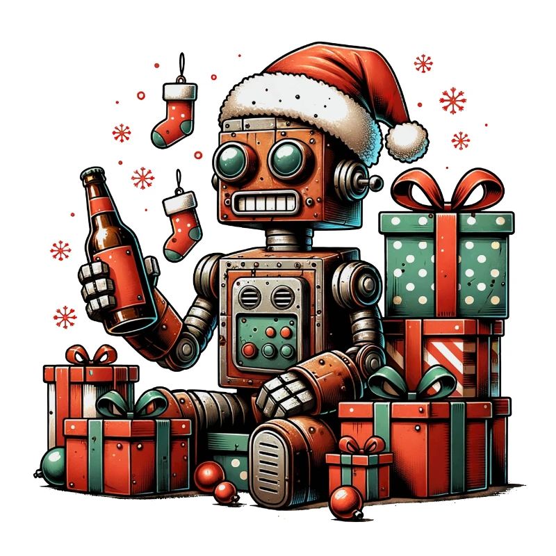 Robot Beer Christmas Ugly Xmas Rusty Gift