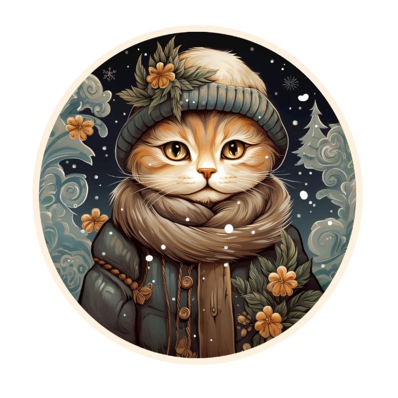 chat élégant dans un paysage d’hiver