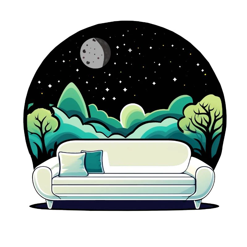 Runde Farbige Illustration eines Sofas mitNatur