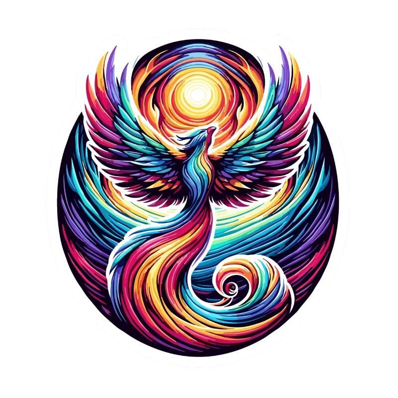 Psychedelisches Regenbogen-Phönix-T-Shirt Design