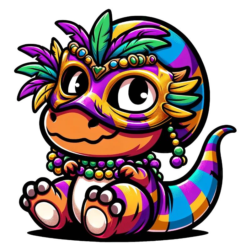 Mardi Gras Dino T-Rex : Masque de carnaval et perles
