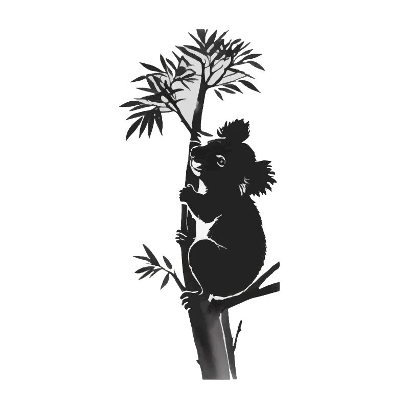 Silhouette eines Koalas, der sich an einen Baum
