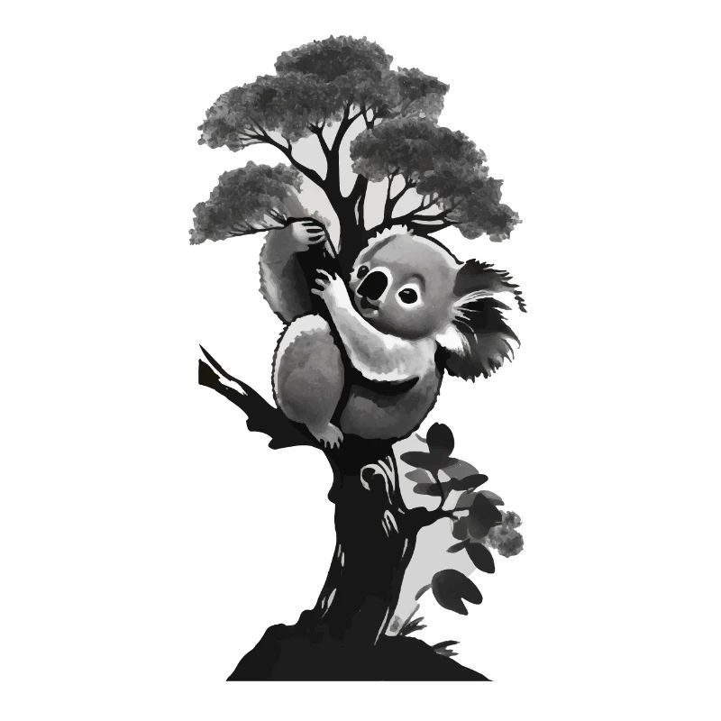 Silhouette eines Koalas, der sich an einen Baum