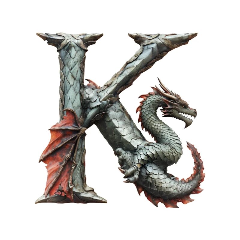 Buchstabe "K" im Drachendesign.