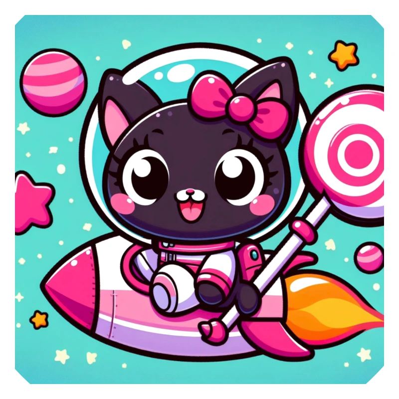 Chat de l’espace mignon / Fusée et sucette