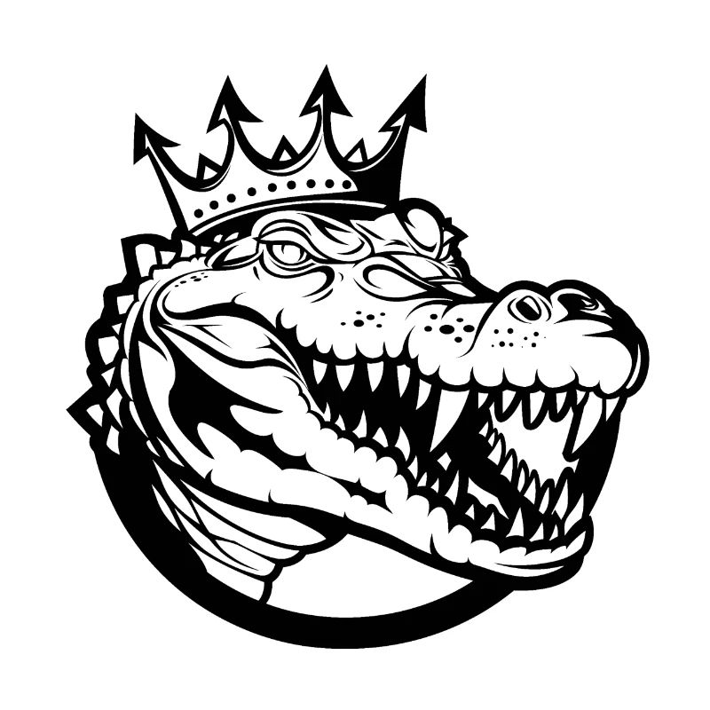 Crocodile from the right side with crown