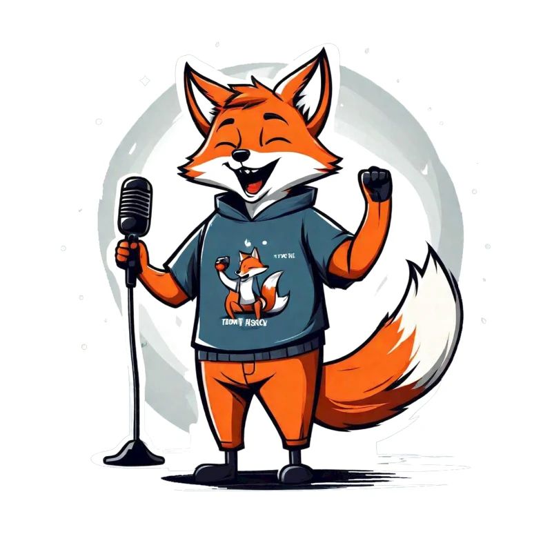 Singing fox singer with microphone