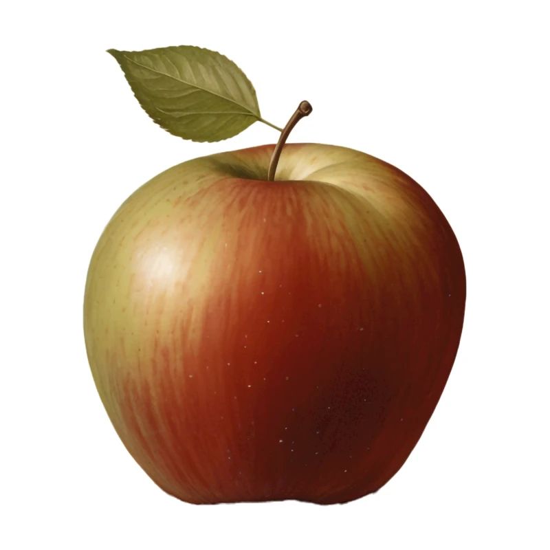 Apple with green leaf