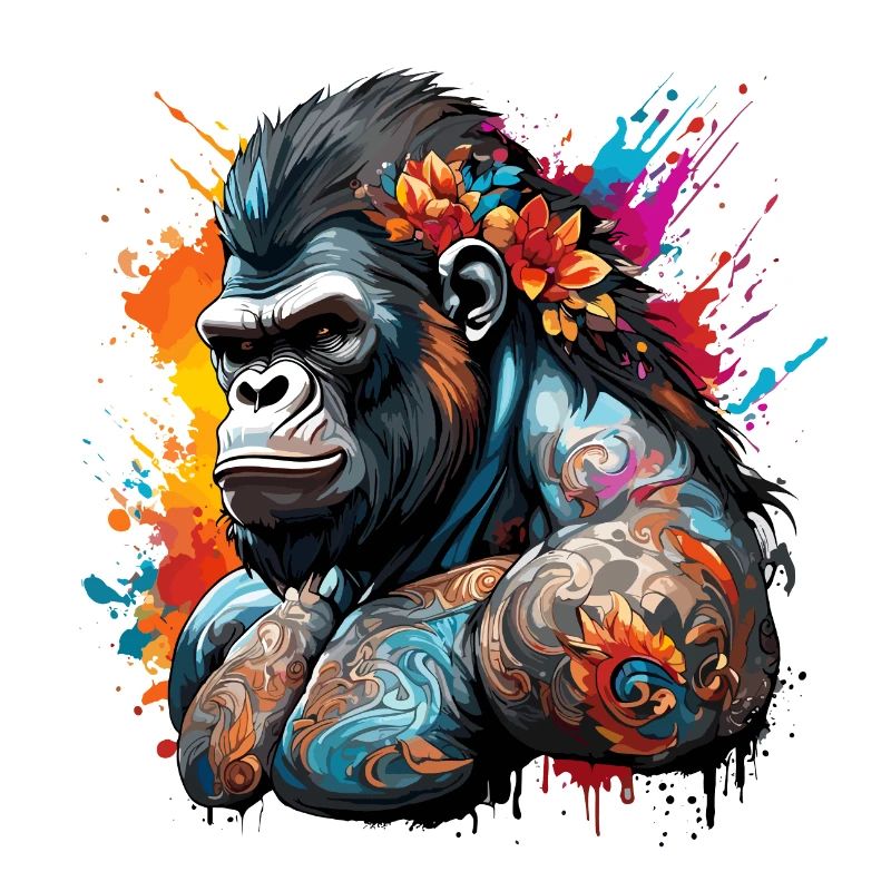Tattoo / Tier / Kunst / cool / Comic / Gorilla