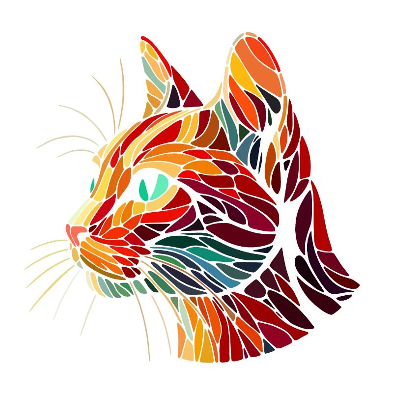 Red cat head geometric art polygons