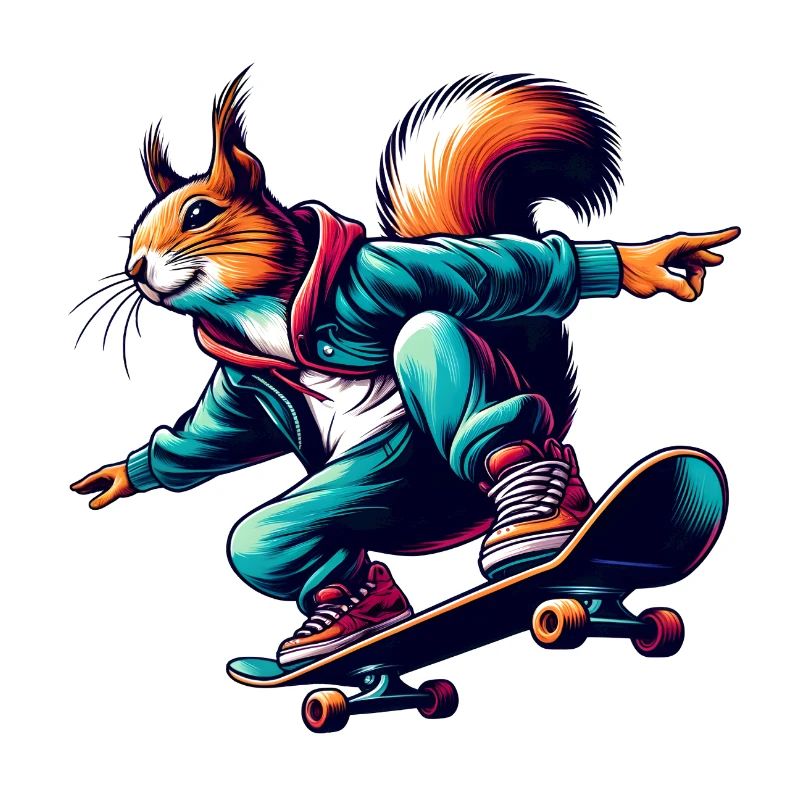 Cool squirrel on a skateboard